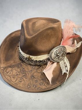Handmade western festival rodeo fedora hat